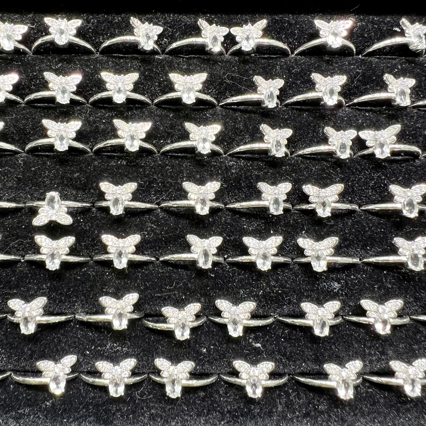 Clear quartz ring copper