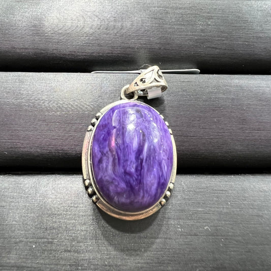 Charoite silver pendant