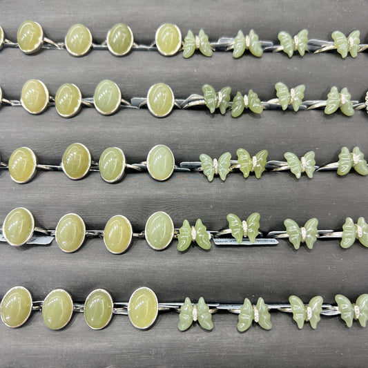 Hetian jade ring silver 925