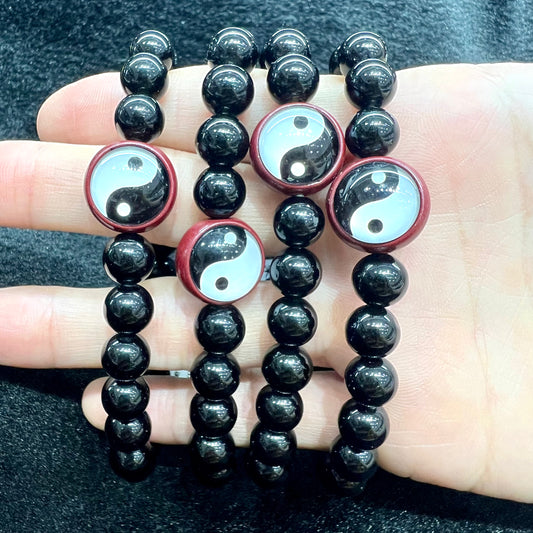 Black obsidian taiji bracelet