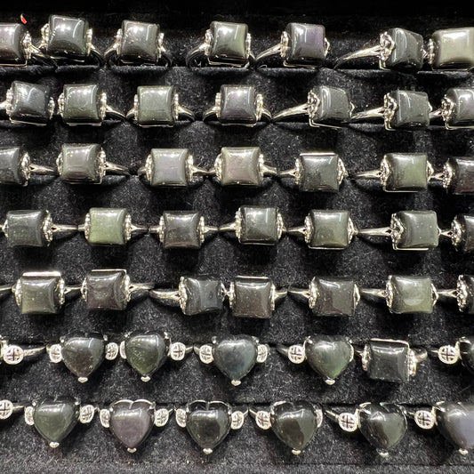 Rainbow obsidian ring copper