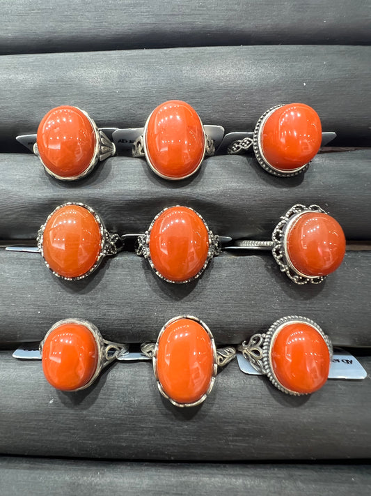 Nanhong agate ring silver