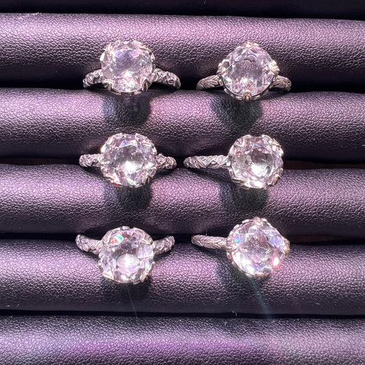 Clear quartz silver ring