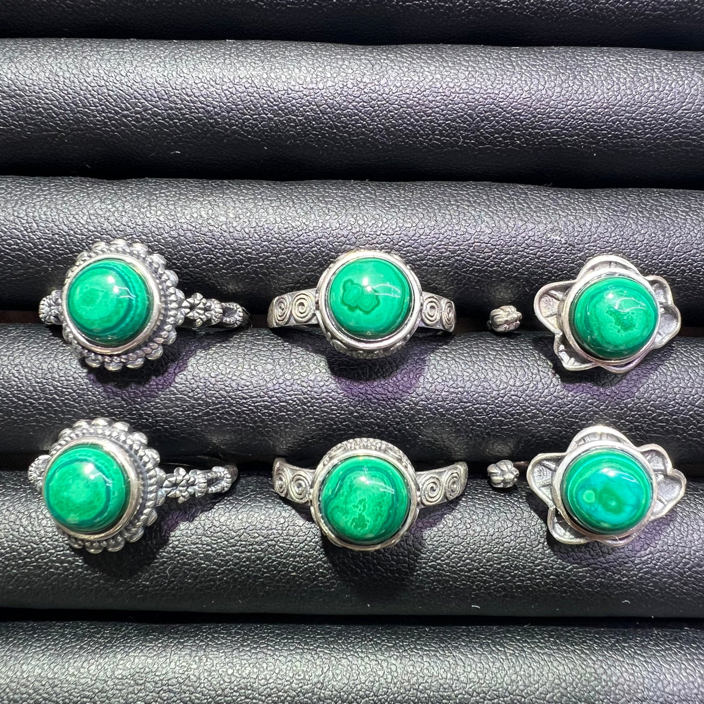 Malachite silver ring