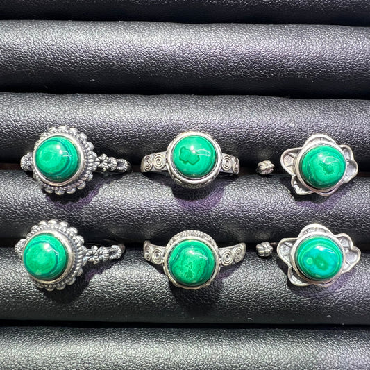 Malachite silver ring