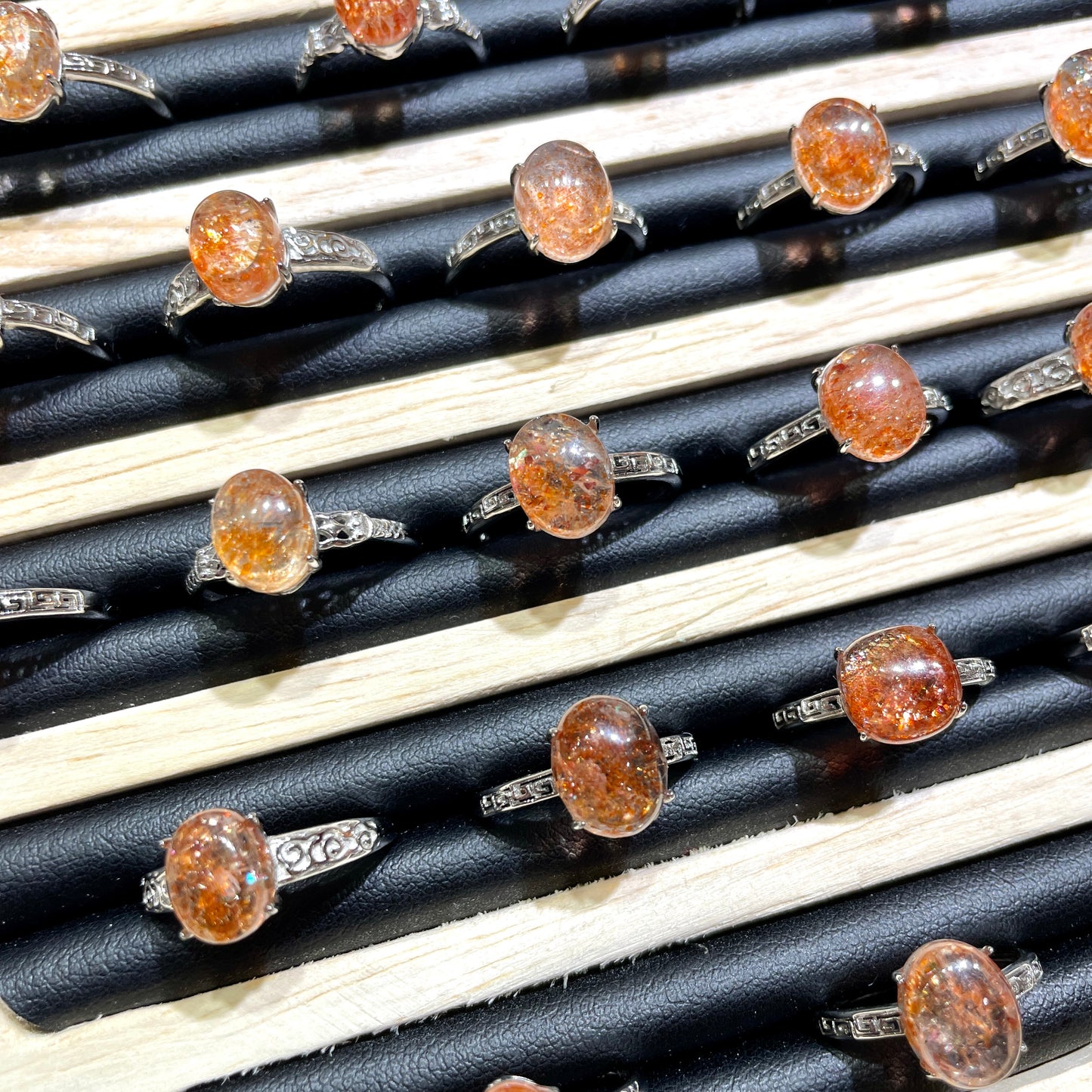 Gold strawberry quartz ring silver 925