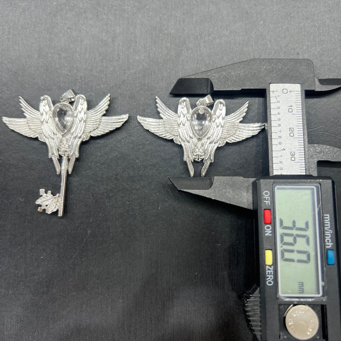 Clear quartz pendant copper