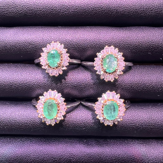 Emerald silver ring