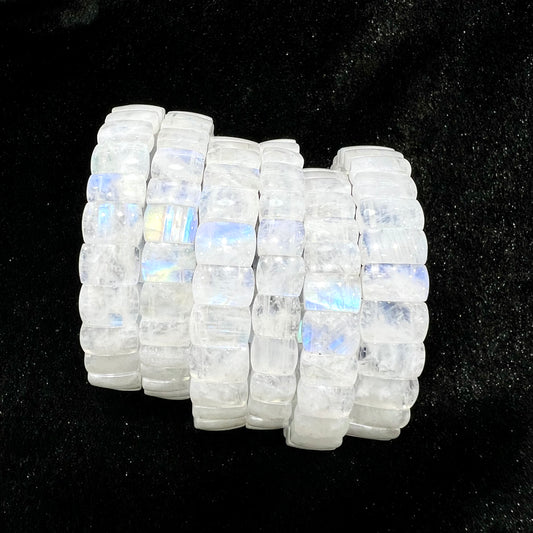 Rainbow moon stone bangle bracelet