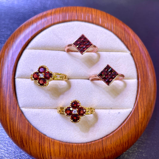 Garnet ring silver 925