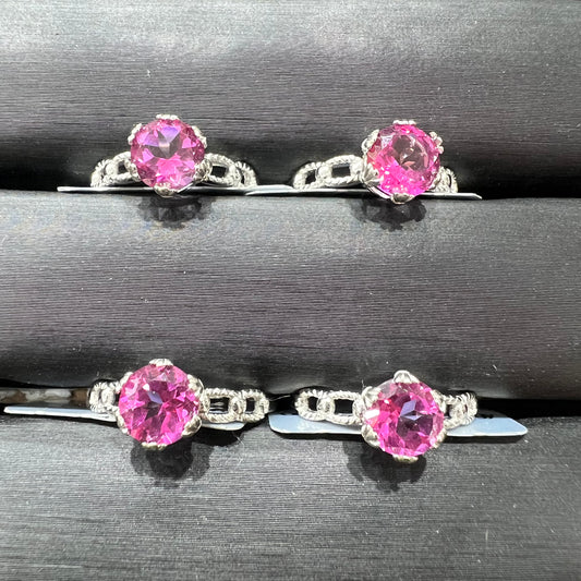 Pink topaz ring silver