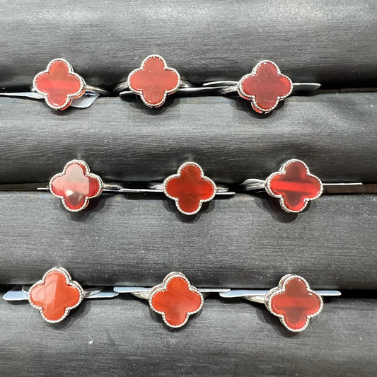 Red agate ring silver