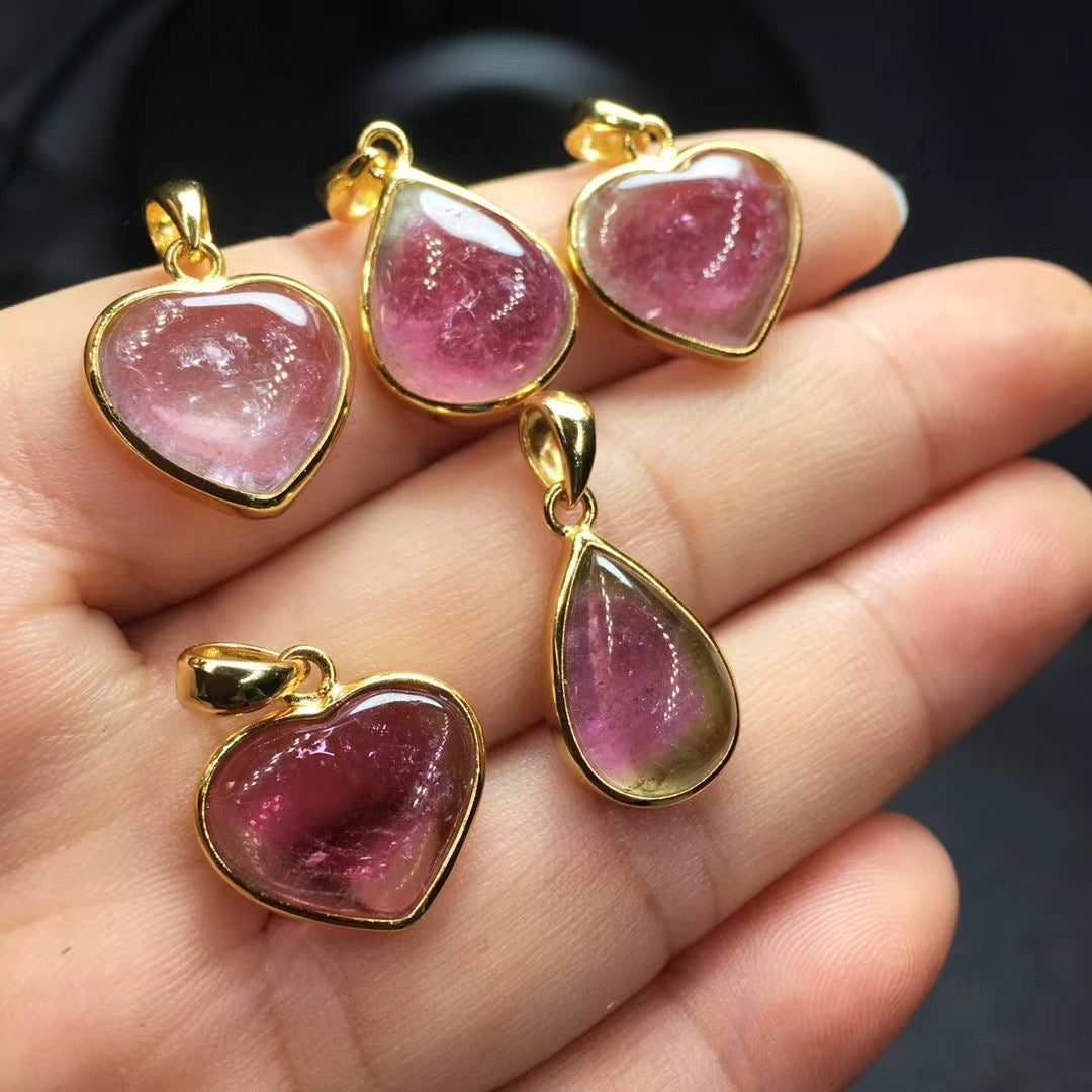 Watermelon tourmaline pendant silver 925