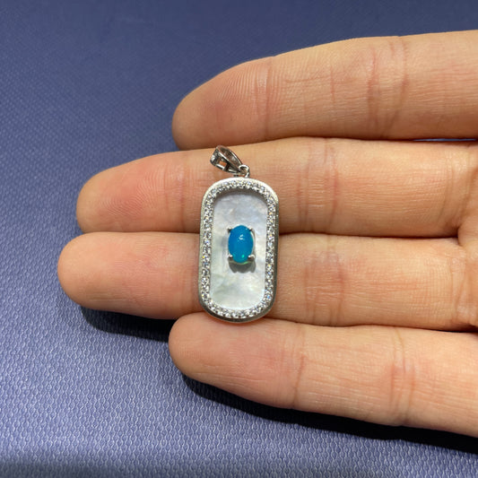 Blue opal pendant silver 925
