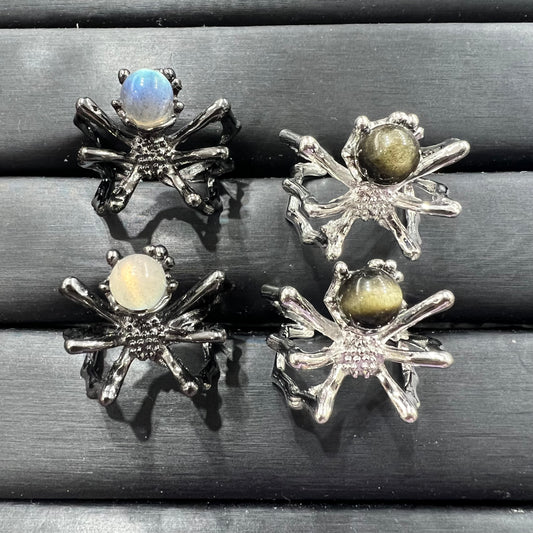 Labradorite & gold obsidian ring