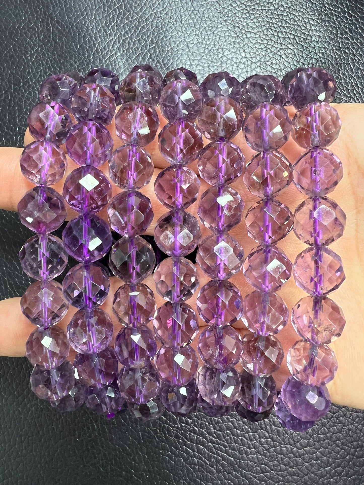 Amethyst cut faced beads bracelet