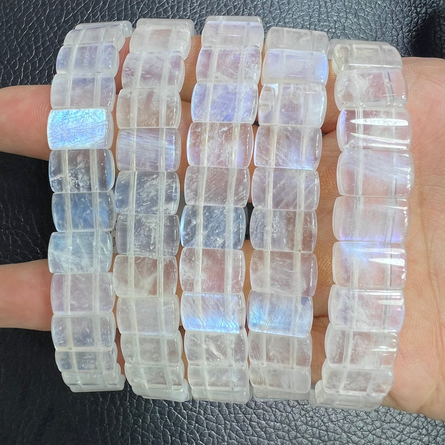 Rainbow moon stone bangle bracelet