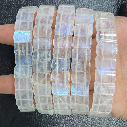 Rainbow moon stone bangle bracelet