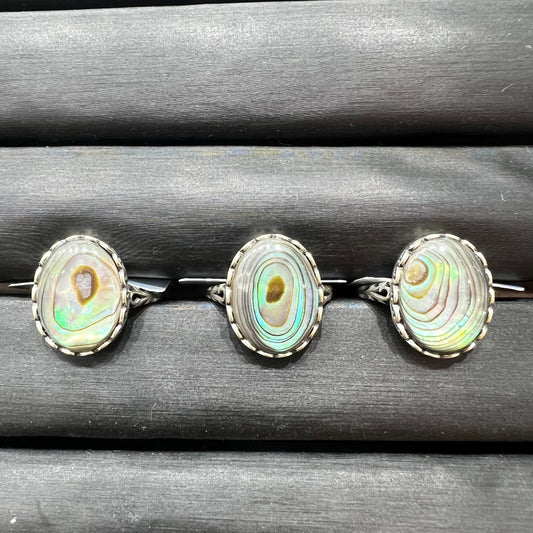 abalone shell ring silver