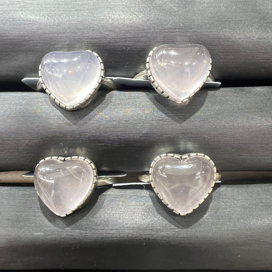 Rose quartz heart ring silver 925