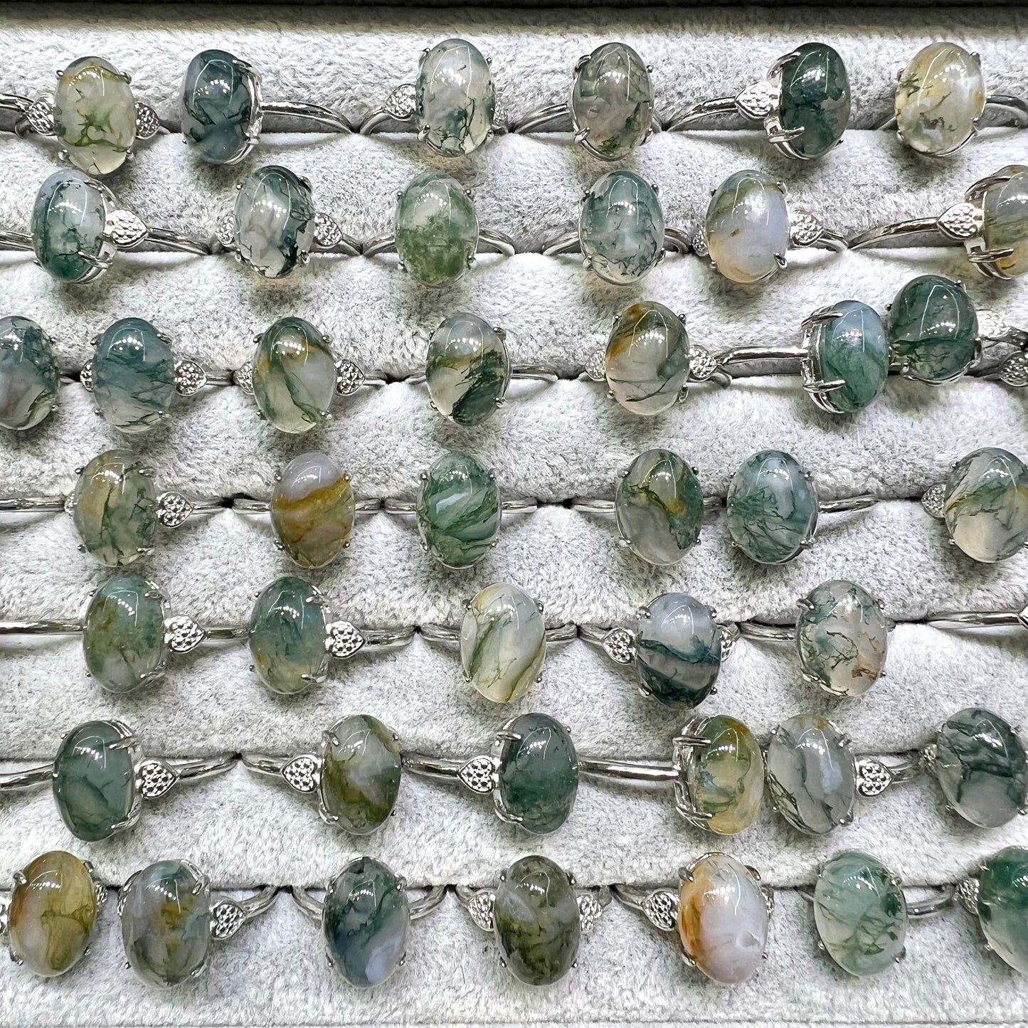 Moss agate ring copper