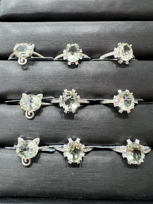 prasiolite ring silver