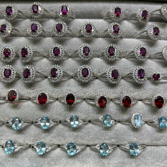 Garnet & topaz ring copper