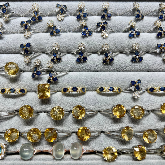 sapphire & citrine ring silver