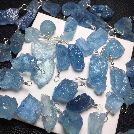 Raw aquamarine pendant silver 925