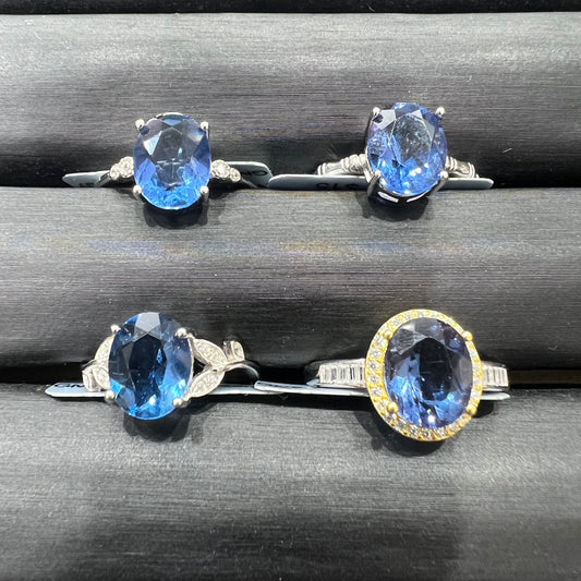 Blue fluorite ring silver 925