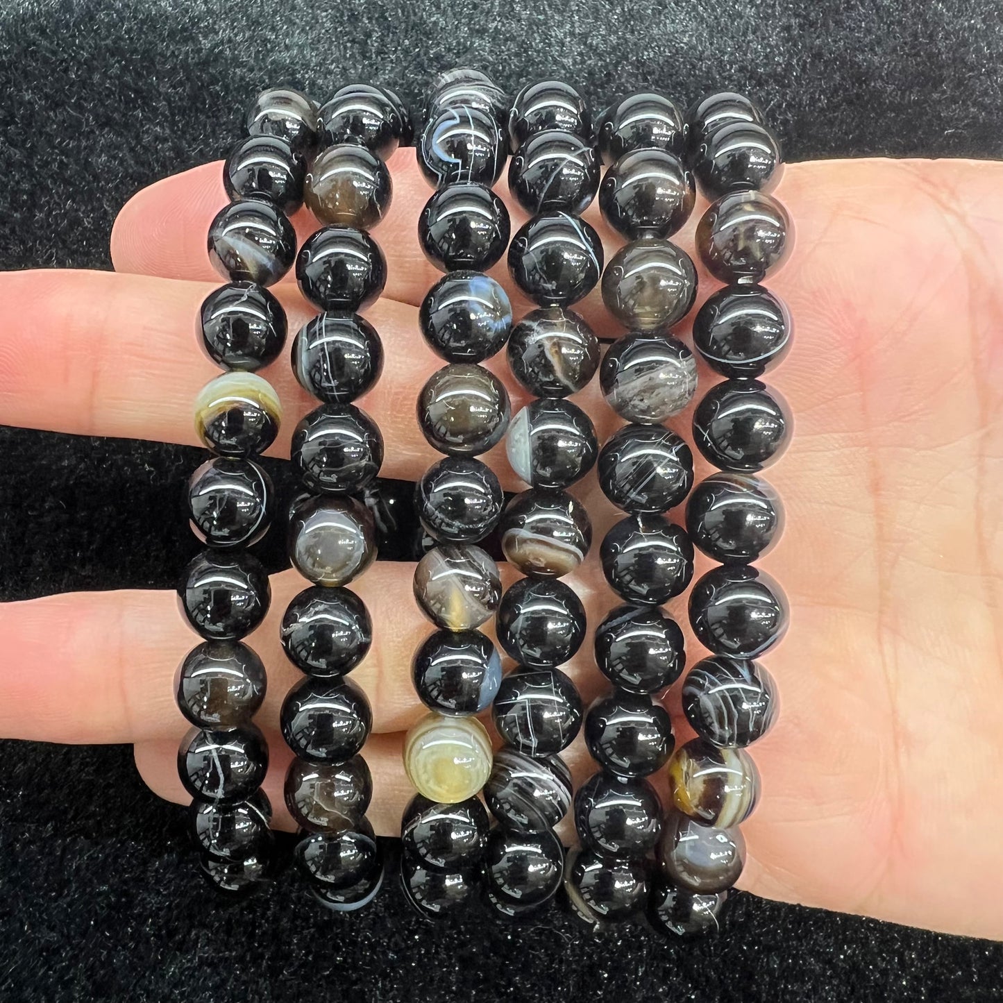 Black banded agate bracelet
