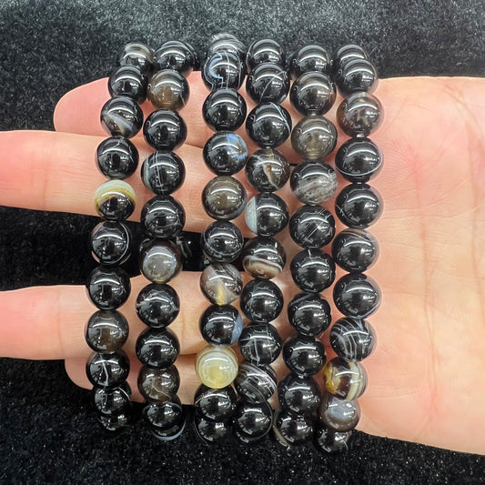 Black banded agate bracelet