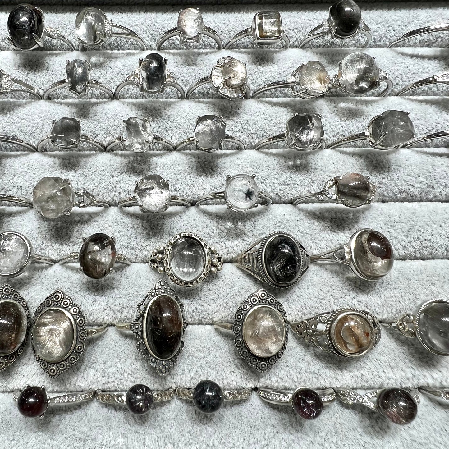 Silver rutile & firework super seven ring silver