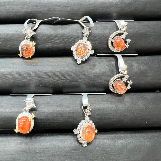 Gold strawberry quartz pendant silver 925