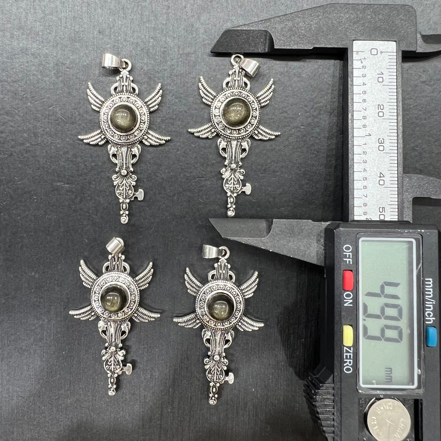 Gold obsidian pendant copper