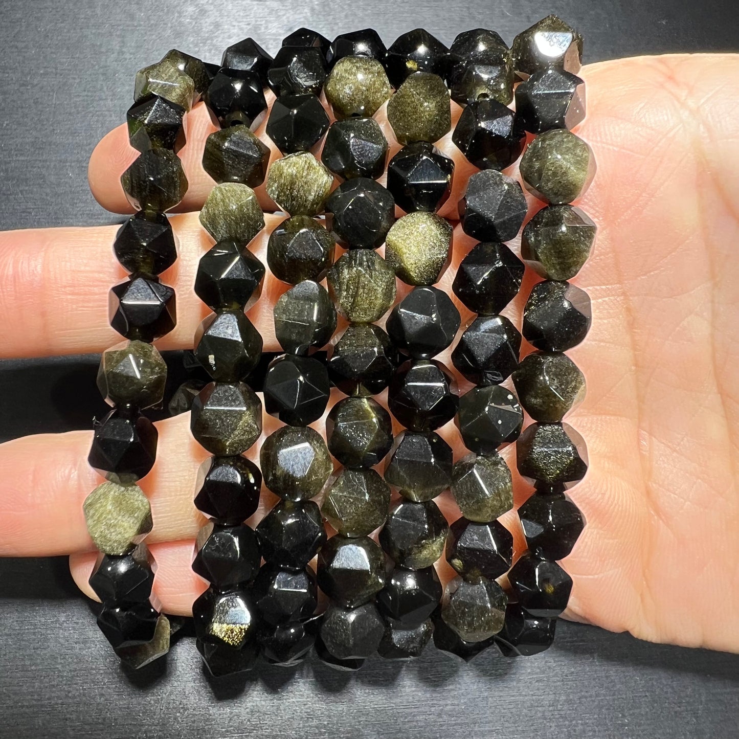 Golden sheen obsidian bracelet