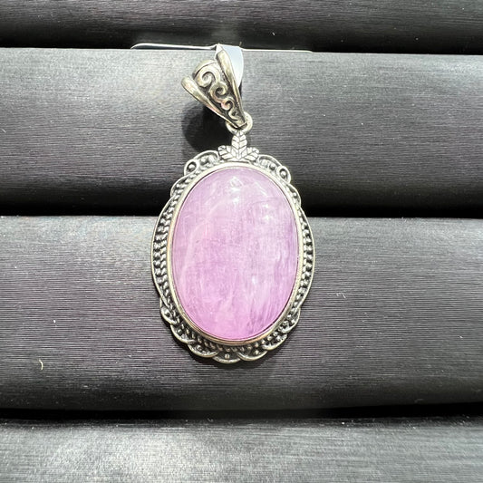Kunzite silver pendant