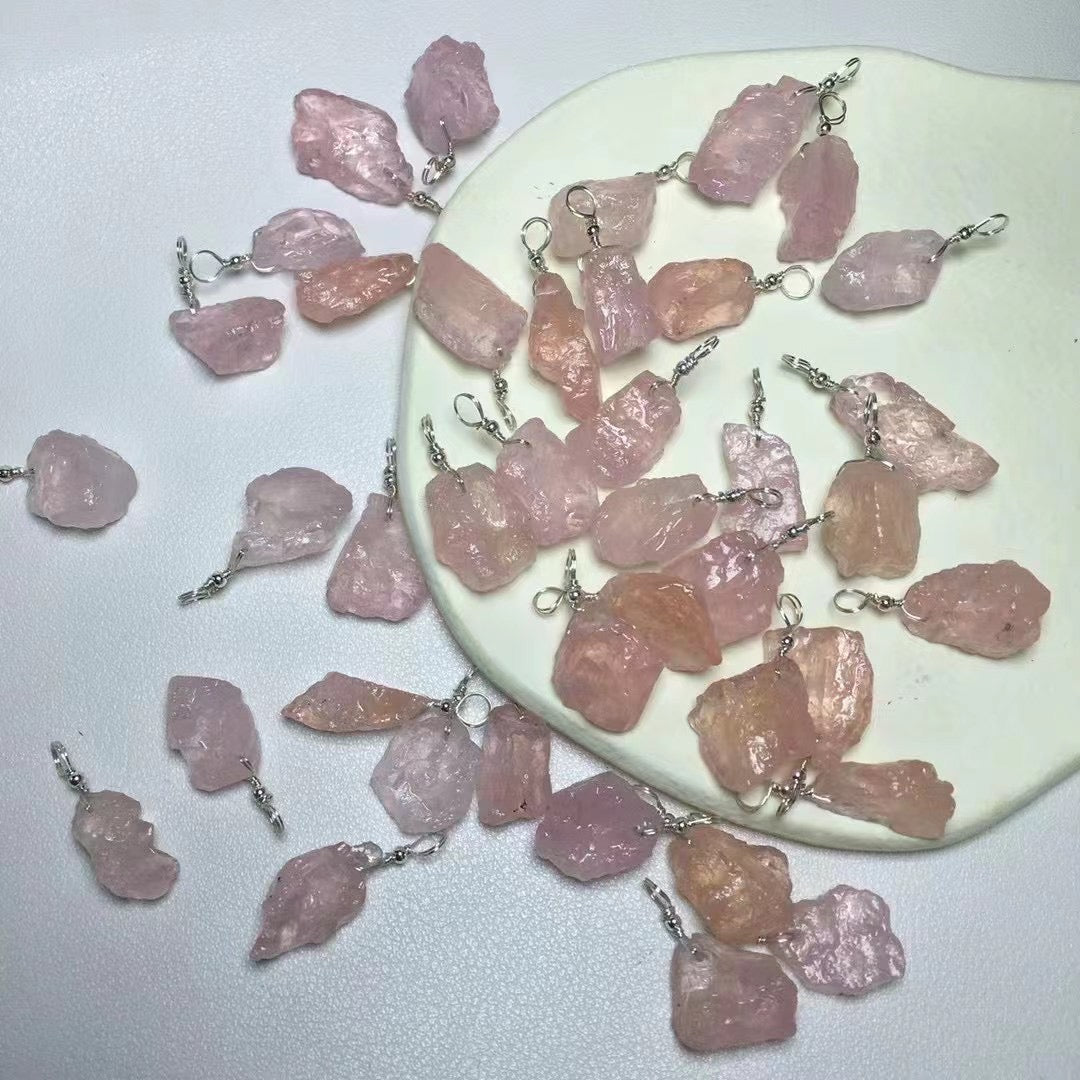 Raw morganite pendant silver 925