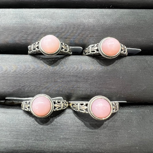 Pink opal ring silver