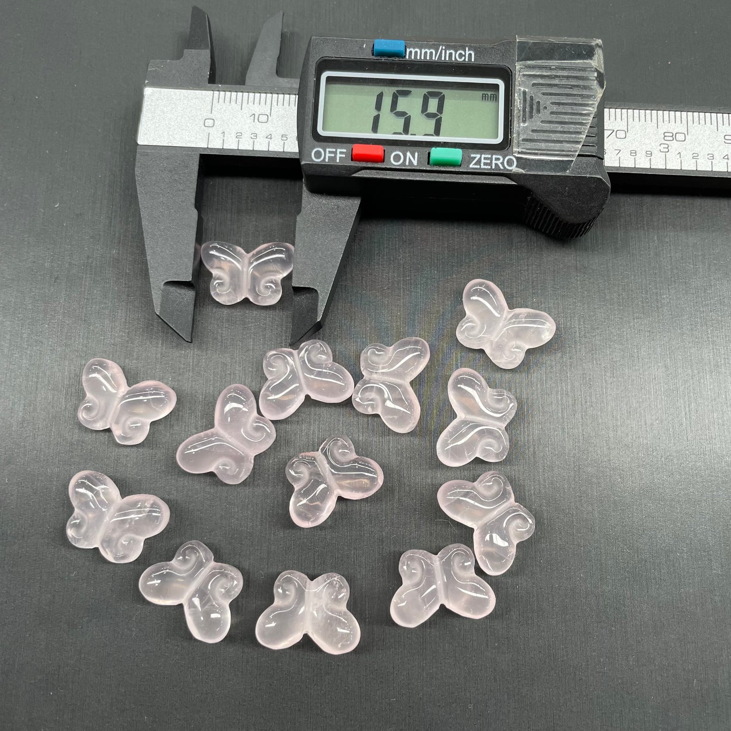 Rose quartz butterfly bead