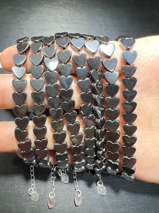 Hematite heart bracelet