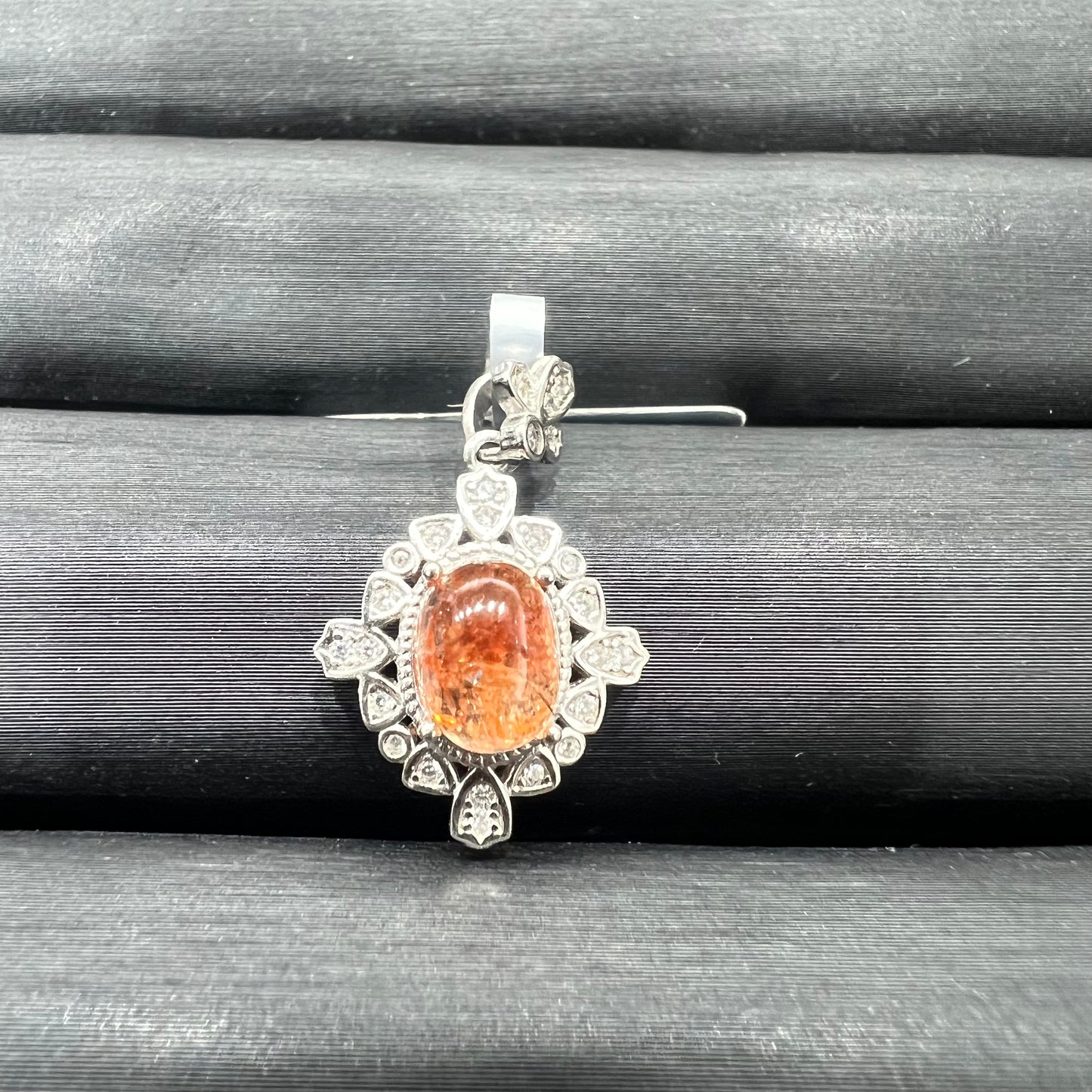 Golden strawberry quartz pendant silver 925