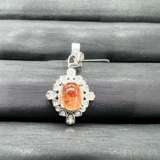 Golden strawberry quartz pendant silver 925