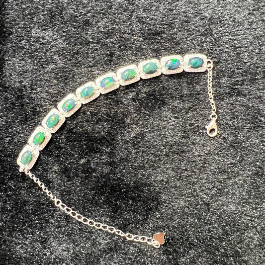 Black opal bracelet silver 925