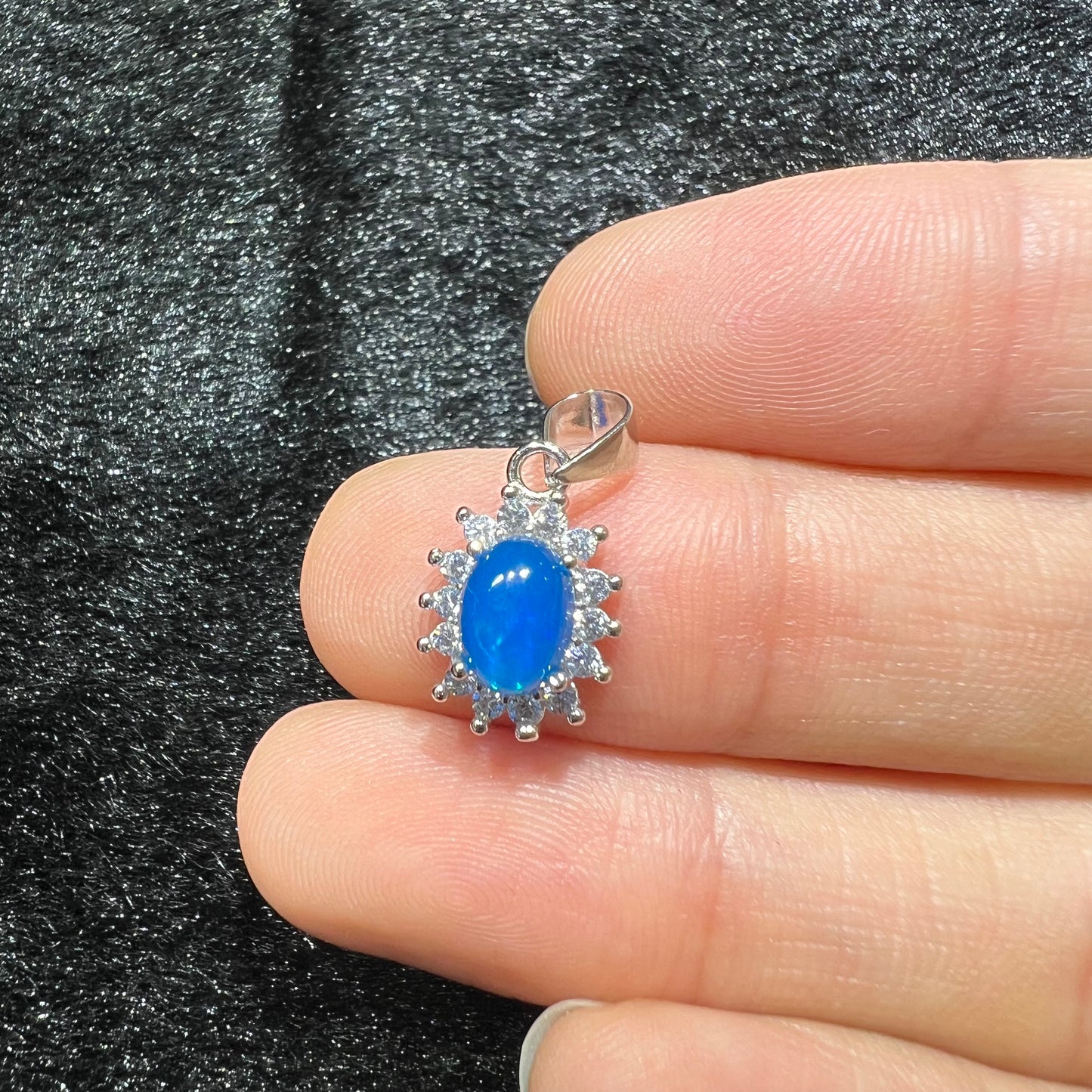 Blue opal pend silver 925