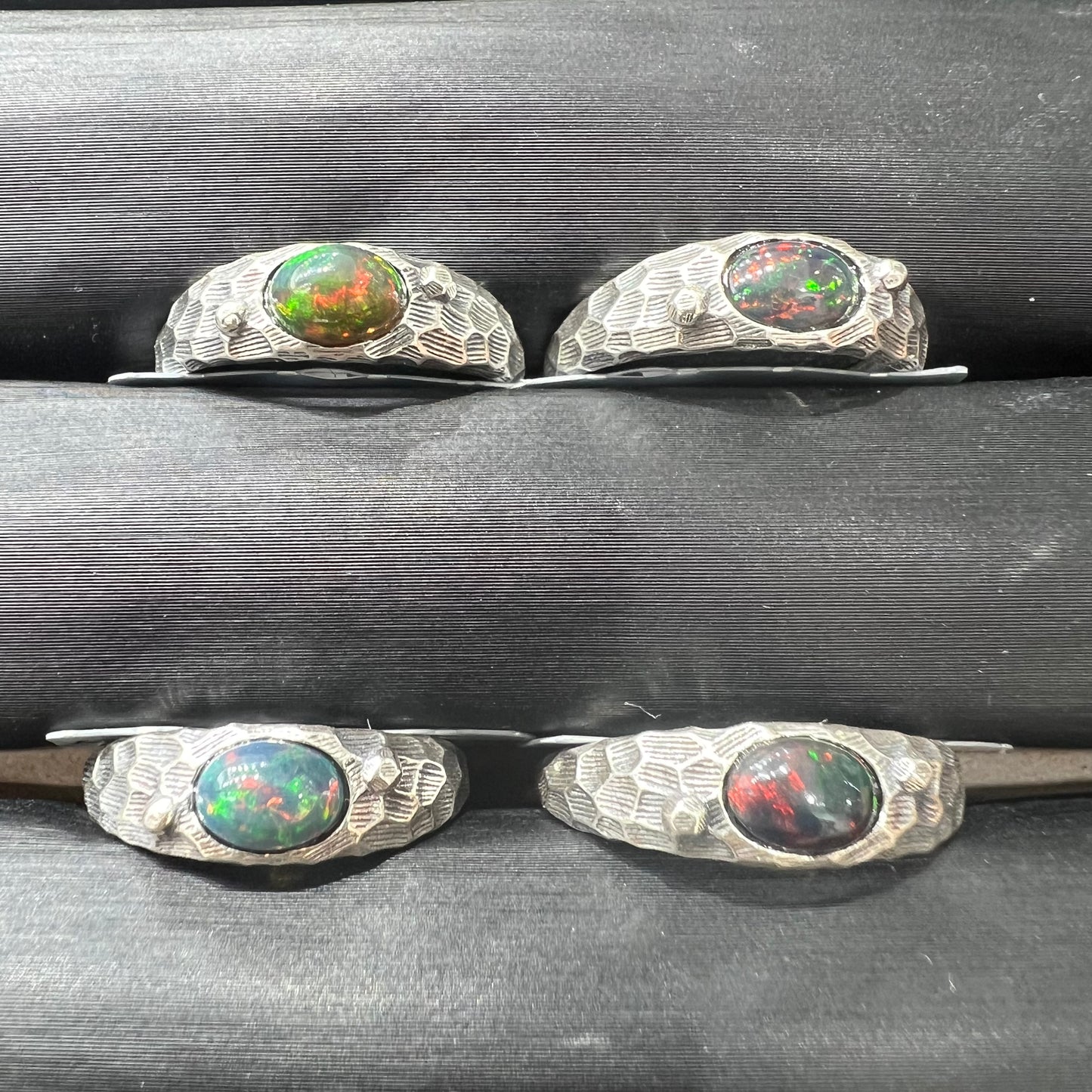 Black opal ring silver 925