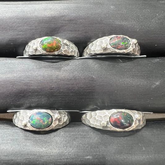 Black opal ring silver 925