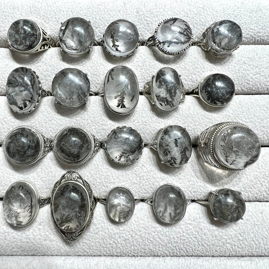 dentritic quartz ring silver