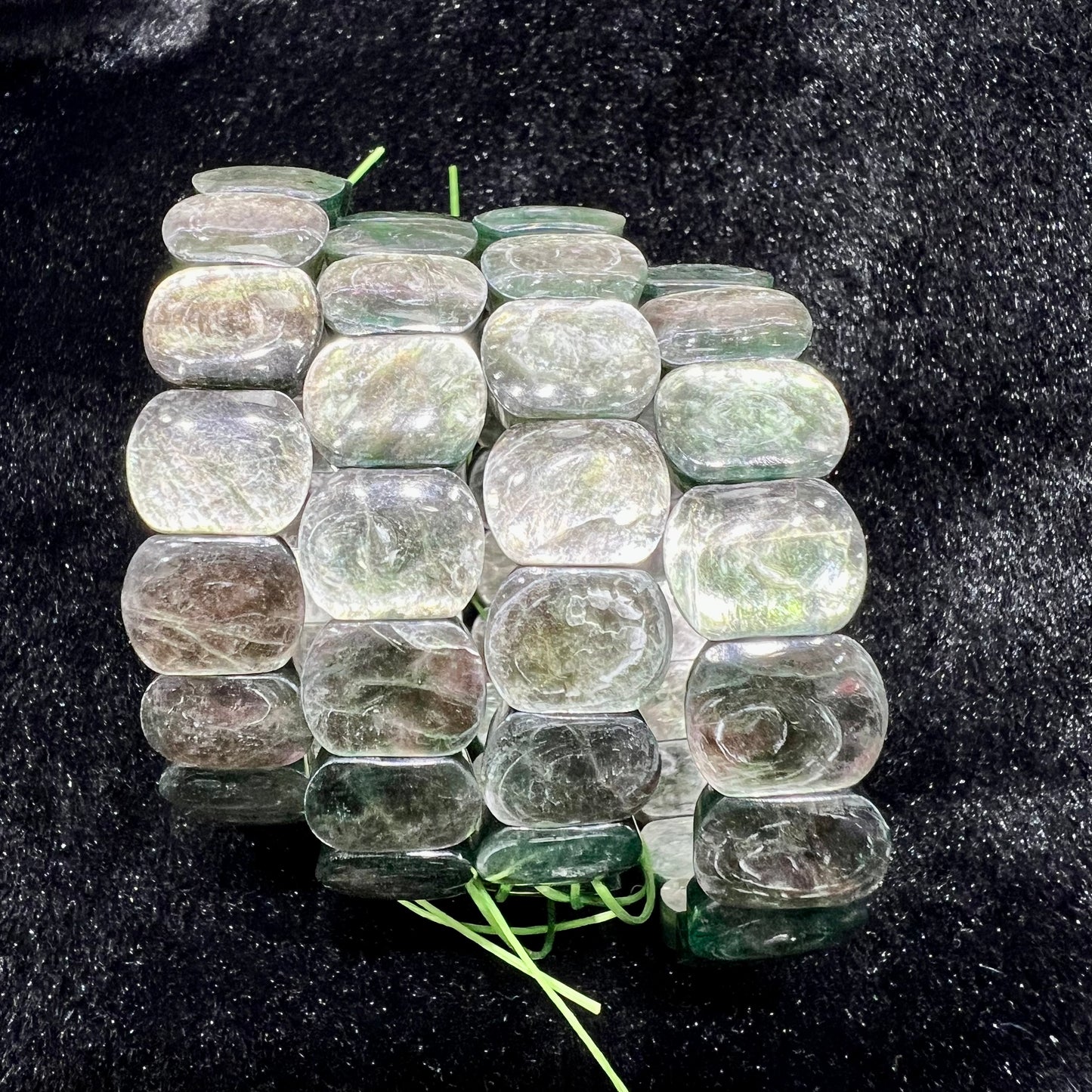 Green mica bangle bracelet