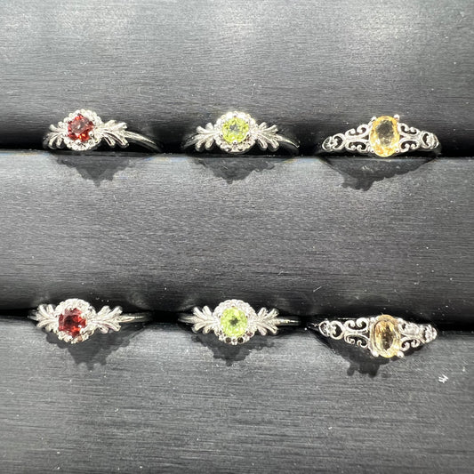 Garnet & peridot & citrine ring copper